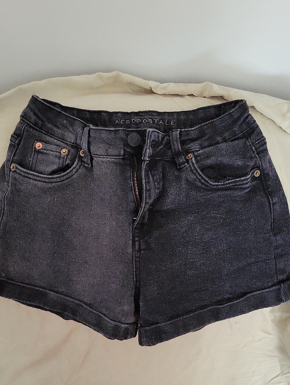 Aeropostale Women's Washed Black Denim Jean Shorts